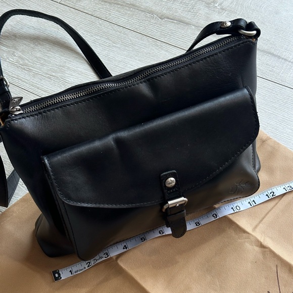 Patricia Nash Kirby Black Leather Crossbody Bag Buckle Flap - Picture 15 of 16